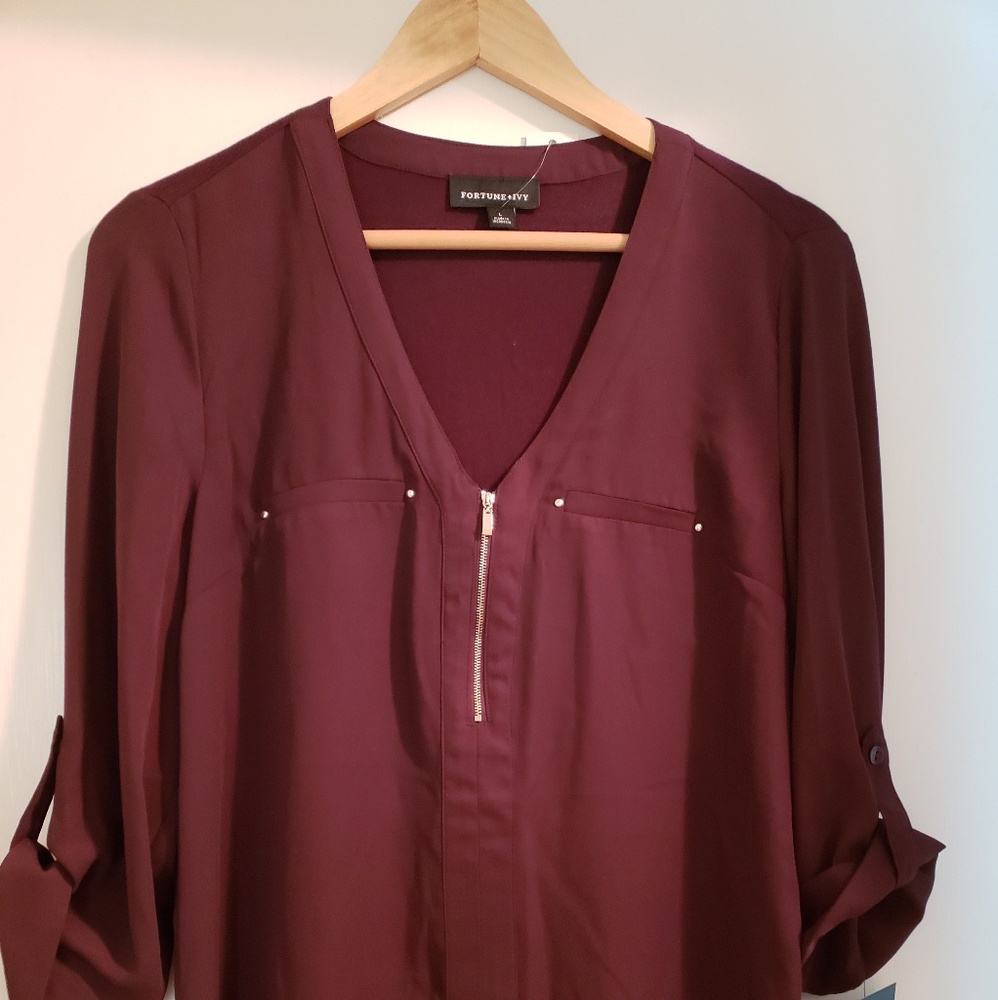 Zipper detail blouse